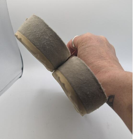 Birkenstock Vaduz Slide Sandal Gold Tone Leather Tan Suede Buckle 41 - Picture 8 of 10